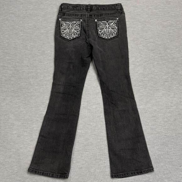 Nine West Womens Black Denim Vintage Bootcut Jeans Embellished Pocket Size 8/29P - Picture 2 of 16